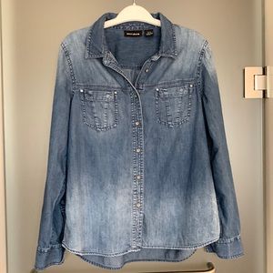 DKNY Blue Denim Long Sleeve Button Down Shirt